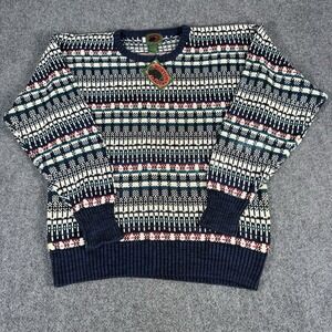 New Vintage Boston Traders Sweater Mens L Colorful 80s 100% Wool Geometric NWT